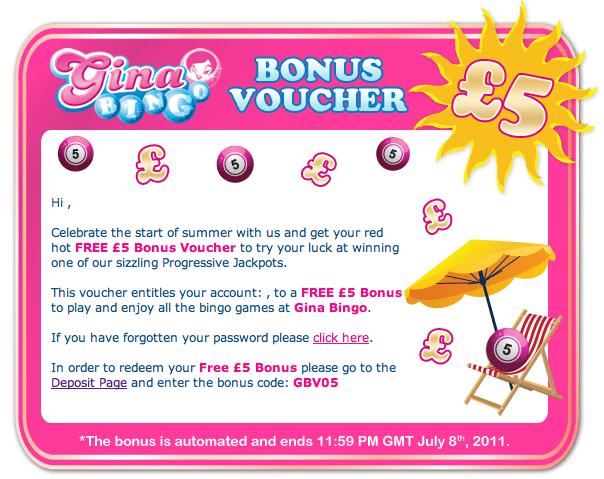 Gina Bingo £5 Free
